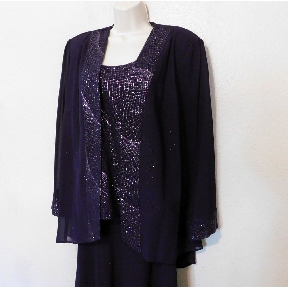 Dana Kay 3-Piece Formal Outfit Womens Size 14 Dark Purple Jacket Tank Skirt - Picture 3 of 14